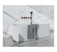 Fortifura Nebbio Ensemble combiné bain - mitigeur thermostatique - coude mural avec support de douchette - flexible de douche lisse - douchette ronde - bec verseur - cuivre brossé SW1417132/2xSW118307