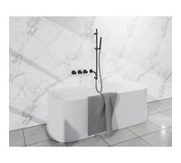 Fortifura Nebbio Ensemble combiné bain - robinet thermostatique - barre de glissement avec coude mural intégré - flexible de douche lisse - douchette à main en barre - Remplissage-vidage de baignoire