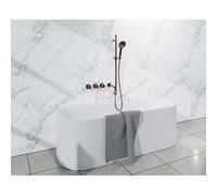 Fortifura Nebbio Ensemble combiné bain - robinet thermostatique - barre de glissement avec coude mural intégré - flexible de douche métallique - douchette ronde - bec verseur - cuivre brossé SW1183069