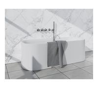 Fortifura Nebbio Ensemble combiné bain - robinet thermostatique - coude mural avec support de douchette - flexible de douche métallique - barre de douchette - bec verseur - inox brossé PVD (inox) SW14