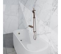 Fortifura Nebbio Ensemble de combinaison de bain - mitigeur thermostatique - barre de douche avec coude mural intégré - flexible de douche lisse - douchette ronde - Remplissage-vidage de baignoire - c