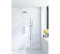Fortifura Nebbio Ensemble de douche pluie - robinet encastré - corps encastré - barre coulissante - flexible de douche métal - pommeau de douche à main - bras mural 35cm - pomme de douche ronde - chro