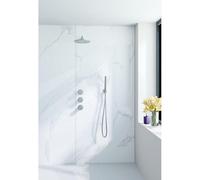 Fortifura Nebbio Ensemble de douche pluie - robinet encastré - corps encastré - coude mural de raccordement - flexible de douche lisse - douchette à main barre - bras mural 35cm - pomme de douche rond