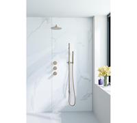 Fortifura Nebbio Ensemble de douche pluie - robinet encastré - élément encastré - barre coulissante - flexible de douche métal - douchette à main barre - bras mural 35cm - pomme de douche ronde - lait