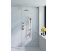 Fortifura Nebbio Ensemble de douche pluie - robinet encastré - élément encastré - barre de douche - flexible de douche en métal - douchette ronde - bras de plafond 20cm - douche de tête 30cm - laiton 
