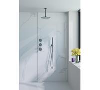 Fortifura Nebbio Ensemble de douche pluie - robinet encastré - élément encastré - coude de raccordement mural - flexible de douche en métal - douchette bâton - bras de plafond 20cm - douche de tête 30
