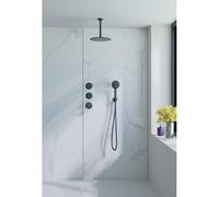 Fortifura Nebbio Ensemble de douche pluie - robinet encastré - élément encastré - coude de raccordement mural - flexible de douche lisse - douchette ronde - bras de plafond 20cm - douche de tête 30cm 