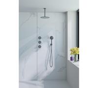 Fortifura Nebbio Ensemble de douche pluie - robinet encastré - élément encastré - coude de raccordement mural - flexible de douche lisse - douchette ronde - bras de plafond 20cm - douche de tête 30cm 