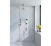 Fortifura Nebbio Ensemble de douche pluie - robinet encastré - élément encastré - coude de raccordement mural - flexible de douche lisse - douchette ronde - bras de plafond 20cm - douche de tête 30cm