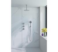 Fortifura Nebbio Ensemble de douche pluie - robinet encastré - élément encastré - coude de raccordement mural - flexible de douche en métal - douchette ronde - bras de plafond 20cm - douche de tête 30