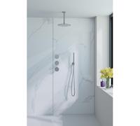 Fortifura Nebbio Ensemble de douche pluie - robinet encastré - élément encastré - coude de raccordement mural - flexible de douche lisse - douchette bâton - bras de plafond 20cm - douche de tête 30cm 
