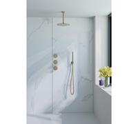 Fortifura Nebbio Ensemble de douche pluie - robinet encastré - élément encastré - coude de raccordement mural - flexible de douche en métal - douchette bâton - bras de plafond 20cm - douche de tête 30