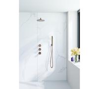 Fortifura Nebbio Ensemble de douche pluie - robinet encastré - élément encastré - coude mural de raccordement - flexible de douche métal - douchette à main barre - bras mural 35cm - pomme de douche ro