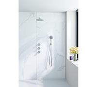 Fortifura Nebbio Ensemble de douche pluie - robinet encastré - élément encastré - coude mural de raccordement - flexible de douche lisse - douchette ronde - bras mural 35cm - pomme de douche 30cm - ch