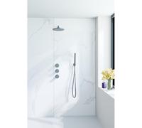 Fortifura Nebbio Ensemble de douche pluie - robinet encastré - élément encastré - coude mural de raccordement - flexible de douche métal - douchette à main barre - bras mural 35cm - douche de tête ron