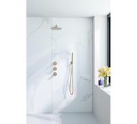 Fortifura Nebbio Ensemble de douche pluie - robinet encastré - élément encastré - coude mural de raccordement - flexible de douche métal - douchette à main barre - bras mural 35cm - douche de tête ron