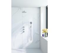 Fortifura Nebbio Ensemble de douche pluie - robinet encastré - élément encastré - coude mural de raccordement - flexible de douche métal - douchette à main barre - bras mural 35cm - douche de tête ron