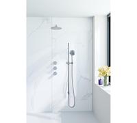 Fortifura Nebbio Ensemble de douche pluie - robinet encastré - partie encastrée - barre coulissante - flexible de douche lisse - douchette ronde - bras mural 35cm - douche de tête ronde - chrome SW118