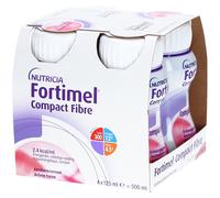 Fortimel Compact Fibre 2.4kcal | Arôme Fraise Complément Nutritionnel Dénutrition Bouteilles 4x125 ml