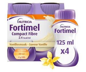 Fortimel Compact Fibre 2.4kcal Arôme Vanille Complément Nutritionnel Dénutrition Bouteilles 4x125ml