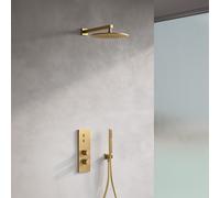 Fortis Blocco square Ensemble de douche avec mitigeur thermostatique, corps d'encastrement, douche de tête et set de douche, 50722THBG#SET1,