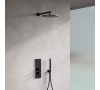 Fortis Blocco square Ensemble de douche avec mitigeur thermostatique, corps d'encastrement, douche de tête et set de douche, 50722THMB#SET1,