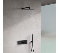 Fortis Blocco square Ensemble de douche avec mitigeur thermostatique, corps d'encastrement, douche de tête et set de douche, 50712THMB#SET1,