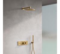 Fortis Blocco square Ensemble de douche avec mitigeur thermostatique, corps d'encastrement, douche de tête et set de douche, 50712THBG#SET1,