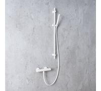 Fortis Ensemble de douche avec mitigeur thermostatique, douchette stick métallique, barre de douche et flexible de douche, 78511THMW+50129TTMW+53162150MW+15504MW,