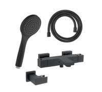 Fortis Ensemble pour baignoire avec mitigeur thermostatique, douchette à main à 1 jet, support de douchette et flexible de douche, 84111THMB+5318501MB+53162125MB+15505MB,