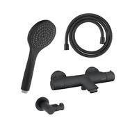Fortis Ensemble pour baignoire avec mitigeur thermostatique, douchette à main à 1 jet, support de douchette et flexible de douche, 78111THMB+5318500MB+53162125MB+15505MB,