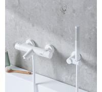 Fortis Ensemble pour baignoire avec mitigeur thermostatique, douchette stick métallique, support de douchette et flexible de douche, 78111THMW+5318500MW+53162125MW+15504MW,
