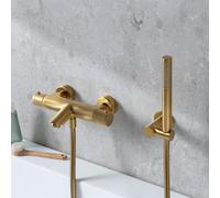 Fortis Ensemble pour baignoire avec mitigeur thermostatique, douchette stick métallique, support de douchette et flexible de douche, 78111THBG+5318500BG+53162125BG+15504BG,