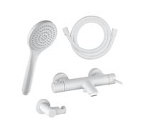 Fortis Ensemble pour baignoire avec robinetterie, douchette à main à 1 jet, support de douchette et flexible de douche, 7811100MW+5318500MW+53162125MW+15505MW,