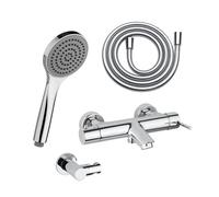 Fortis Ensemble pour baignoire avec robinetterie, douchette à main à 1 jet, support de douchette et flexible de douche, 7811100PC+5318500PC+53162125PC+15505PC,