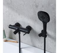 Fortis Ensemble pour baignoire avec robinetterie, douchette Push à 3 jets, support de douchette et flexible de douche, 7811100MB+5318500MB+53162125MB+15507MB,
