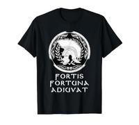 Fortis Fortuna Adiuvat SPQR Centurion Romain T-Shirt Graphique avec Valeur, Homme, Noir, L