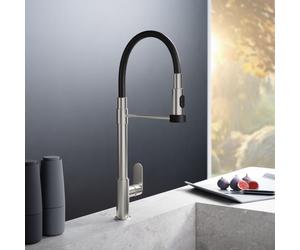 Fortis Lica flex Robinetterie de cuisine à 2 types de jets, pivotante, douchette souple en silicone, 1857701SS,