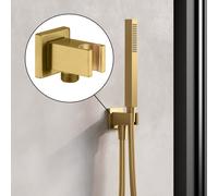 Fortis Raccord mural coudé avec support de douchette, métallique, carré, 5358001BG,