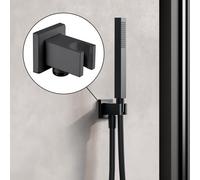 Fortis Raccord mural coudé avec support de douchette, métallique, carré, 5358001MB,