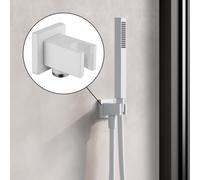 Fortis Raccord mural coudé avec support de douchette, métallique, carré, 5358001MW,