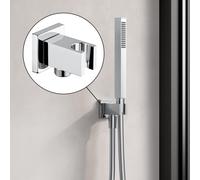 Fortis Raccord mural coudé avec support de douchette, métallique, carré, 5358001PC,