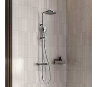 Fortis Wellness flat 250 XL Colonne de douche thermostatique avec douchette 3 jets Push et douche de tête, 1046378PC,