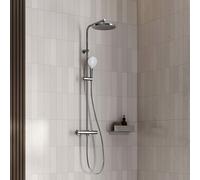 Fortis Wellness flat 250 XL Colonne de douche thermostatique avec douchette 3 jets Push et douche de tête, 1069937PC,