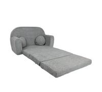 FORTISLINE - Canapé enfant David - Canapé-lit avec rallonge en peluche - Canapé-lit 100 x 60 x 50 cm - Canapé convertible avec 2 coussins - Certifié Oeko-Tex - Disponible en 6 couleurs - Gris clair