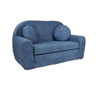 FORTISLINE - Canapé enfant David - Canapé-lit avec rallonge en peluche - Canapé-lit 100 x 60 x 50 cm - Canapé convertible avec 2 coussins - Certifié Oeko-Tex - Disponible en 6 couleurs - Bleu
