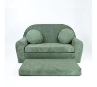 FORTISLINE - Canapé enfant Rosalia - Canapé pliant avec rallonge en velours côtelé - Canapé-lit 100 x 60 x 50 cm - Canapé convertible avec 2 coussins - Certifié Oeko-Tex - Disponible en 7 couleurs