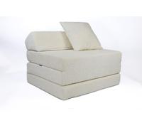 FORTISLINE Matelas pliant, 200 x 70 x 10 cm, avec tête de lit et coussin, lit d'invité dépliable, pour chambre d'enfant et matelas de camping, portable, matelas pliable en tissu peluche, beige