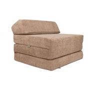 FORTISLINE Matelas pliant, 200 x 70 x 10 cm, avec tête de lit et coussin, lit d'invité dépliable, pour chambre d'enfant et matelas de camping, portable, matelas pliable en tissu peluche, marron poudré