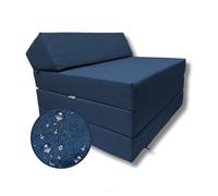 FORTISLINE Matelas pliant, 200 x 70 x 10 cm, en 3 parties, pour invité, camping, avec housse extérieure imperméable, cubique, lit d'invité, matelas de caravane, bleu foncé